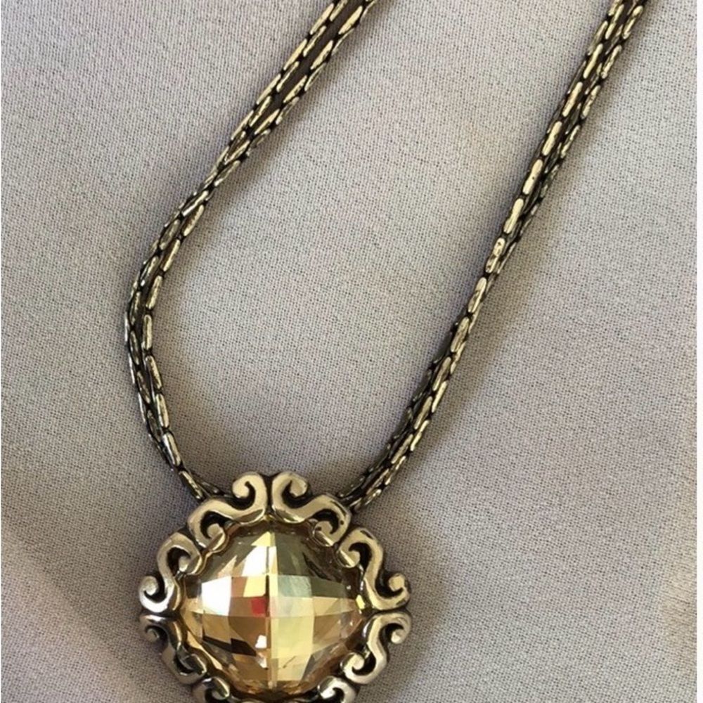 Brighton *Danube* Yellow Crystal 2-Strand Silver Pendant Necklace - Picture 6 of 10